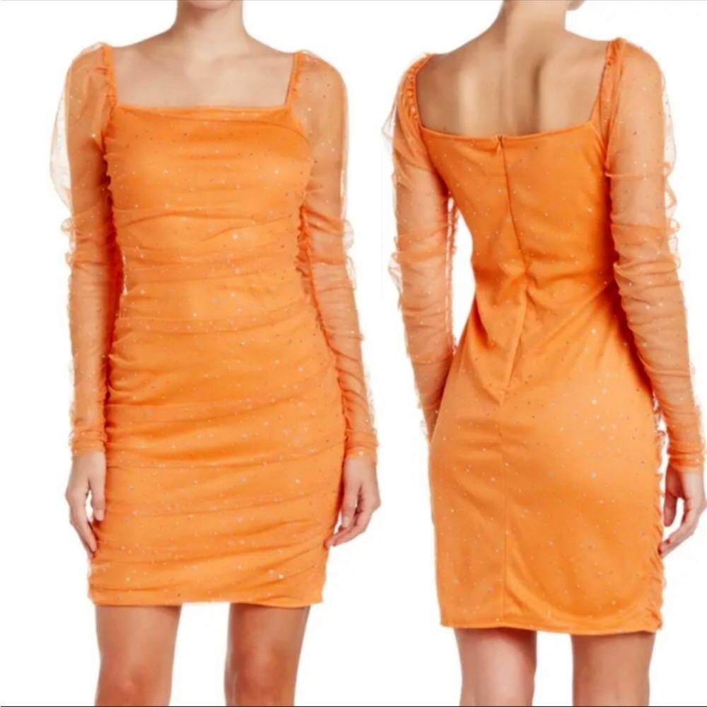 Area orange long sleeve dress